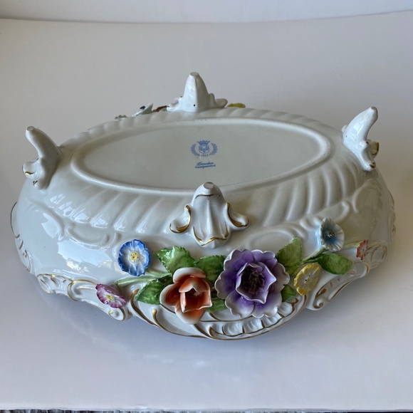 Antique Dresden Porcelain Oval Bowl Made in Germany Circa 1910-1930s - Picture 7 of 10